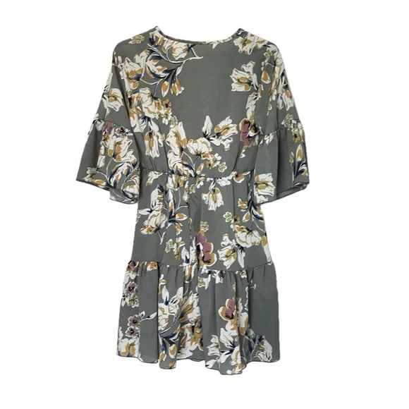 SHEIN floral dress lightweight flowy gray size small - Picture 2 of 3